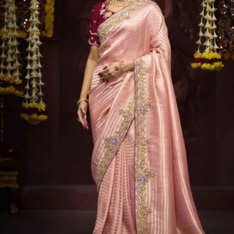 Teal Blue Floral Printed Georgette Saree