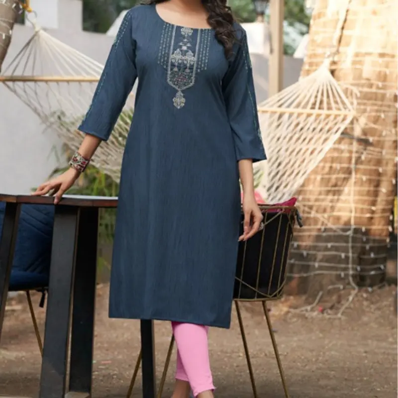 Grey Minimal Print Office Wear Kurti