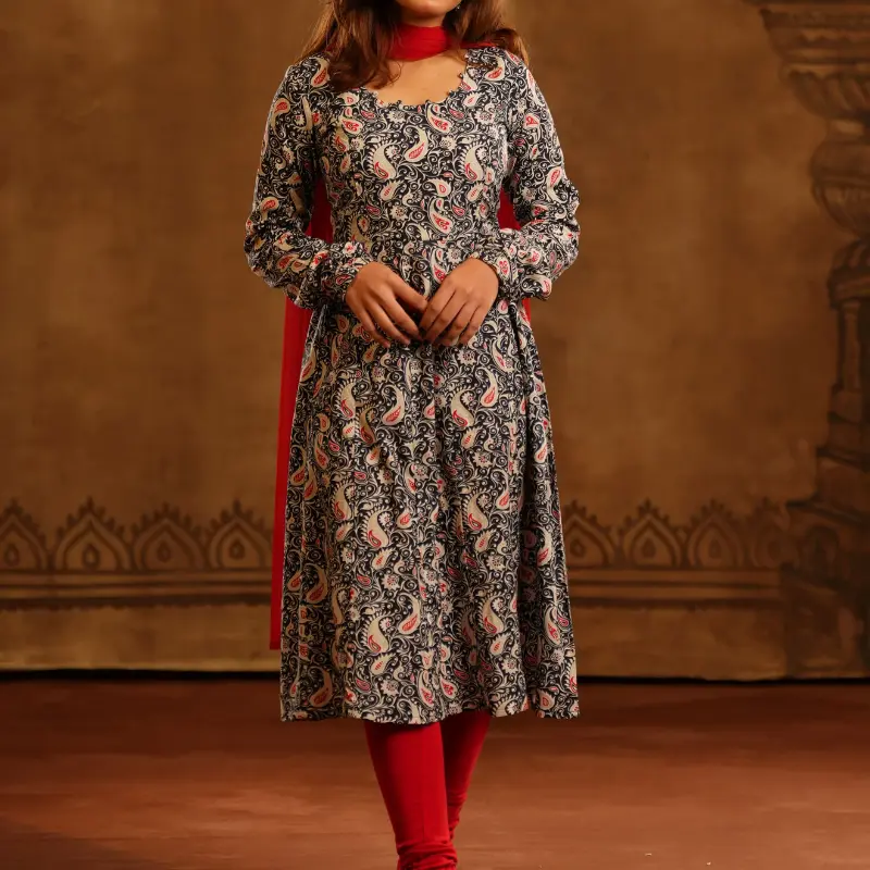 Pink Floral A-Line Kurti